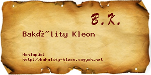 Bakálity Kleon névjegykártya